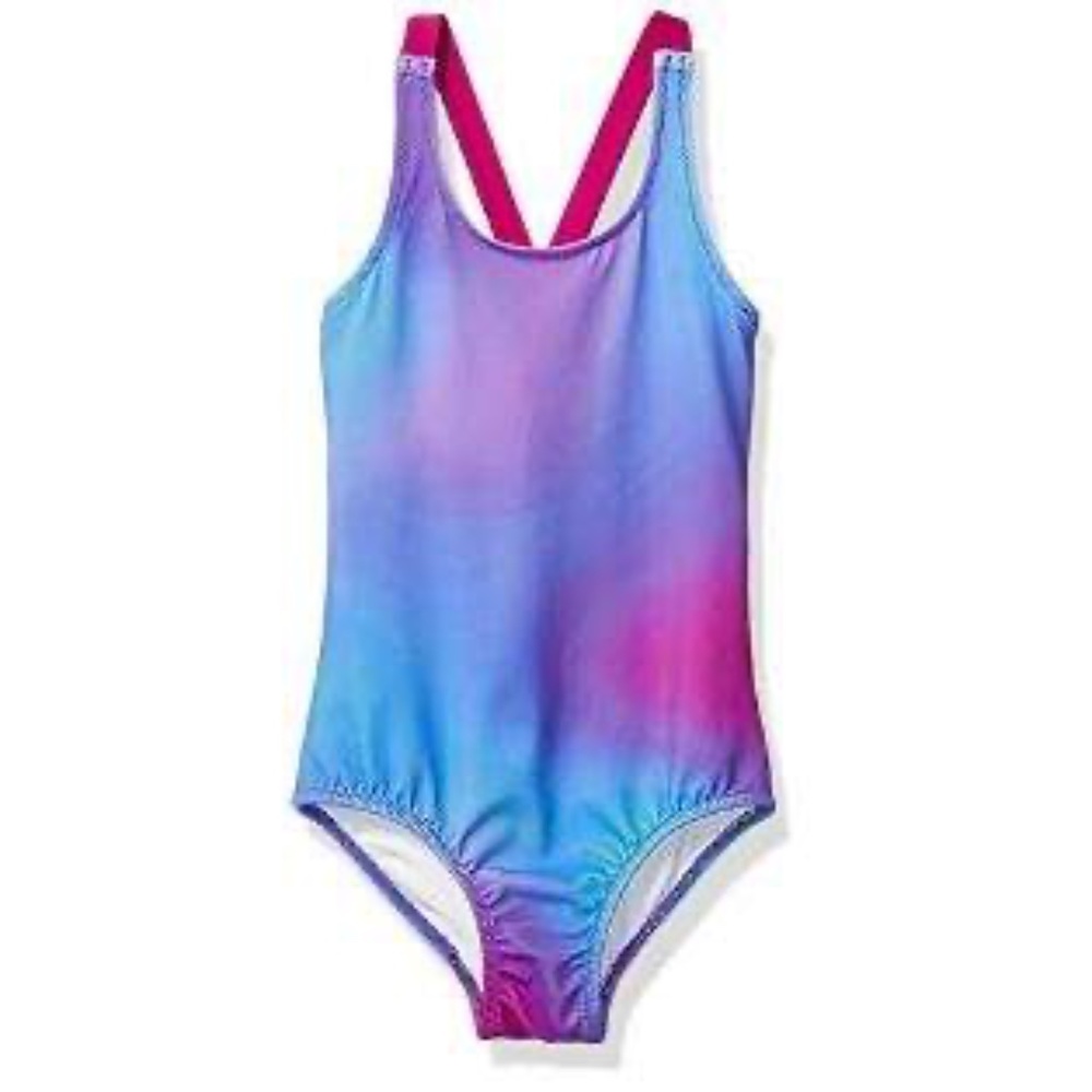 Essentials Girl's One-Piece Swimsuit, Ombre Purple, XX-Large